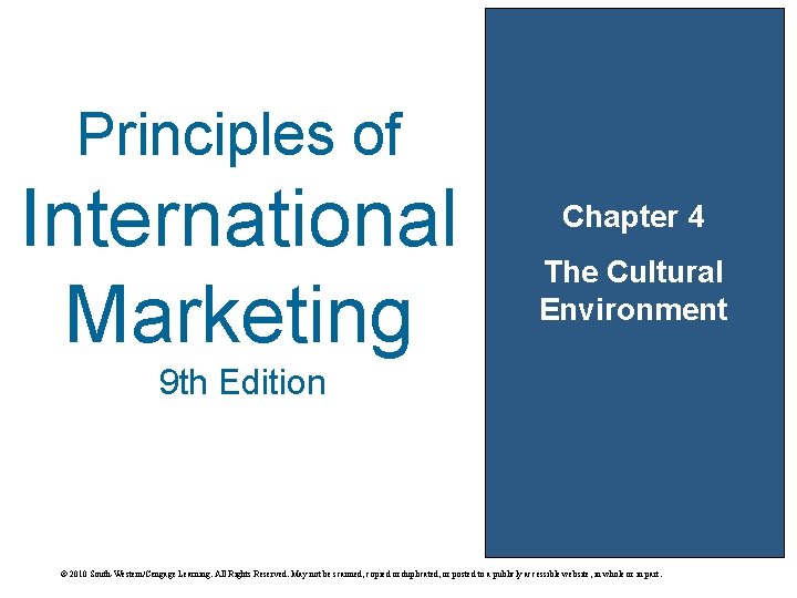 Principles of International Marketing Chapter 4 The Cultural