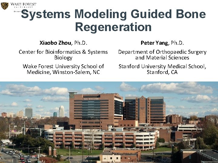 Systems Modeling Guided Bone Regeneration Xiaobo Zhou, Ph. D. Center for Bioinformatics & Systems