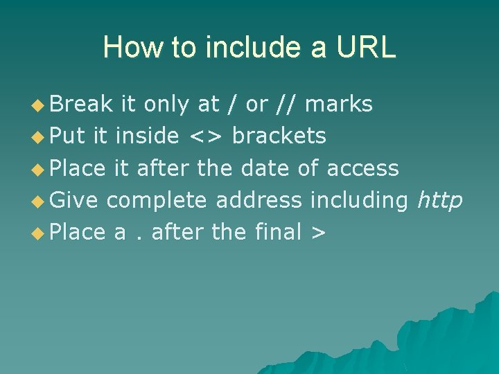 How to include a URL u Break it only at / or // marks