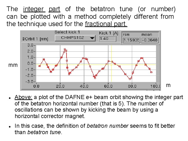 The integer part of the betatron tune (or number) can be plotted with a