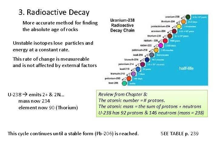 3. Radioactive Decay More accurate method for finding the absolute age of rocks Unstable