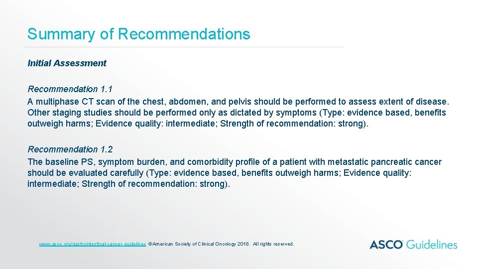 Metastatic Pancreatic Cancer ASCO Clinical Practice Guideline Update