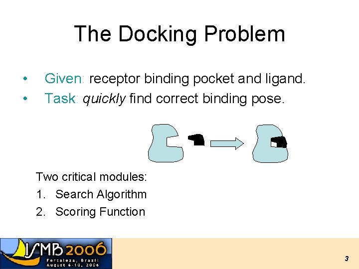 The Docking Problem • • Given: receptor binding pocket and ligand. Task: quickly find The Docking Problem • • Given: receptor binding pocket and ligand. Task: quickly find