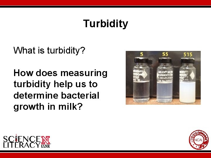 Turbidity What is turbidity? How does measuring turbidity help us to determine bacterial growth