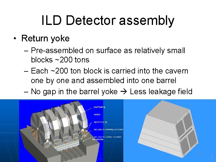 ILD Detector assembly • Return yoke – Pre-assembled on surface as relatively small blocks