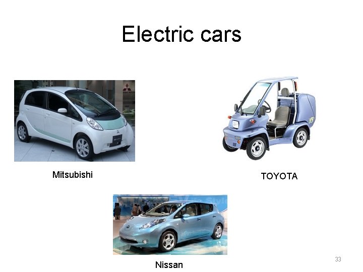 Electric cars Mitsubishi TOYOTA Nissan 33 