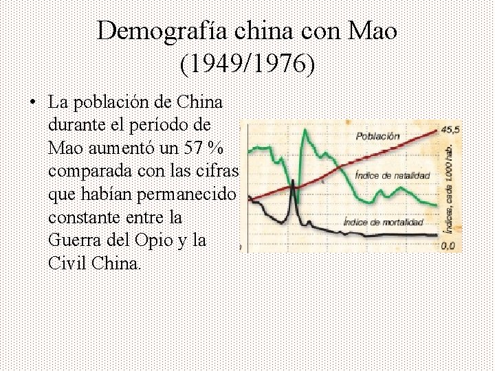 Demografía china con Mao (1949/1976) • La población de China durante el período de