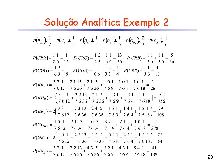 Solução Analítica Exemplo 2 20 