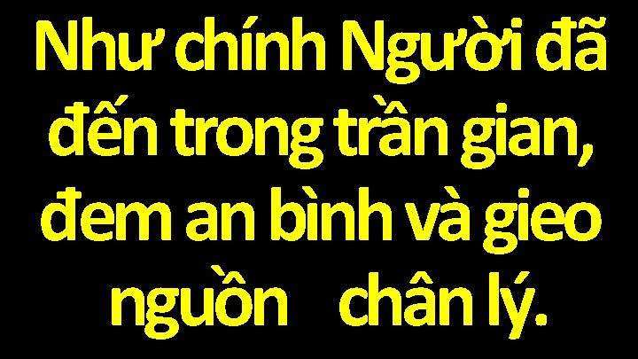 Như chính Người đã đến trong trần gian, đem an bình và gieo nguồn