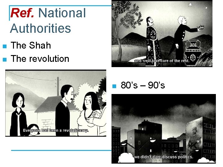 Ref. National Authorities n n The Shah The revolution n 80’s – 90’s 