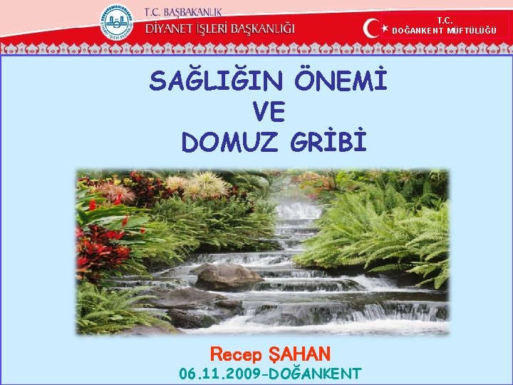 T. C. DOĞANKENT MÜFTÜLÜĞÜ SAĞLIĞIN ÖNEMİ VE DOMUZ GRİBİ Recep ŞAHAN 06. 11. 2009