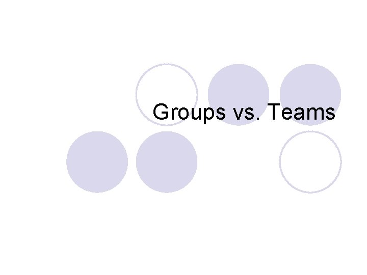 Groups vs. Teams 