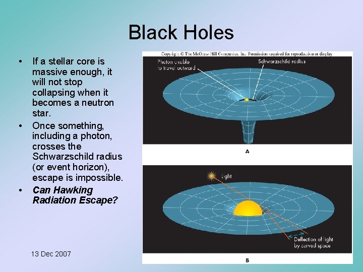 Black Holes • • • If a stellar core is massive enough, it will