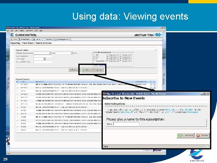 Using data: Viewing events 29 