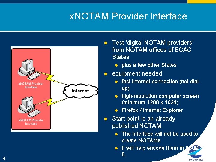 x. NOTAM Provider Interface l Test ‘digital NOTAM providers’ from NOTAM offices of ECAC