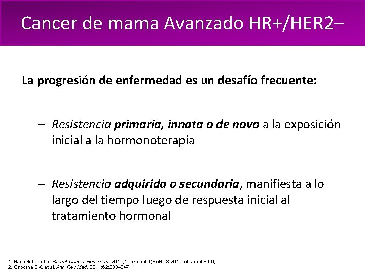 Cancer de mama Avanzado HR+/HER 2– La progresión de enfermedad es un desafío frecuente: