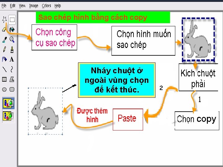Sao chép hình bằng cách copy Nháy chuột ở ngoài vùng chọn để kết
