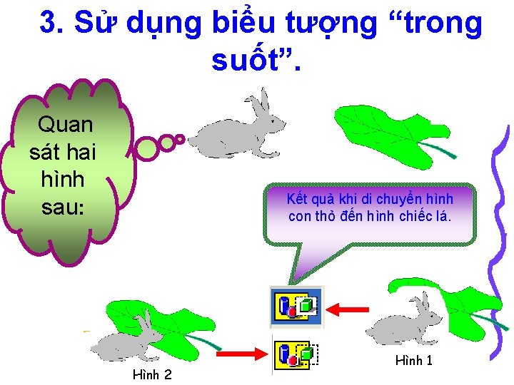 3. Sử dụng biểu tượng “trong suốt”. Quan sát hai hình sau: Kết quả