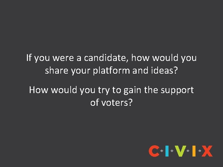 If you were a candidate, how would you share your platform and ideas? How