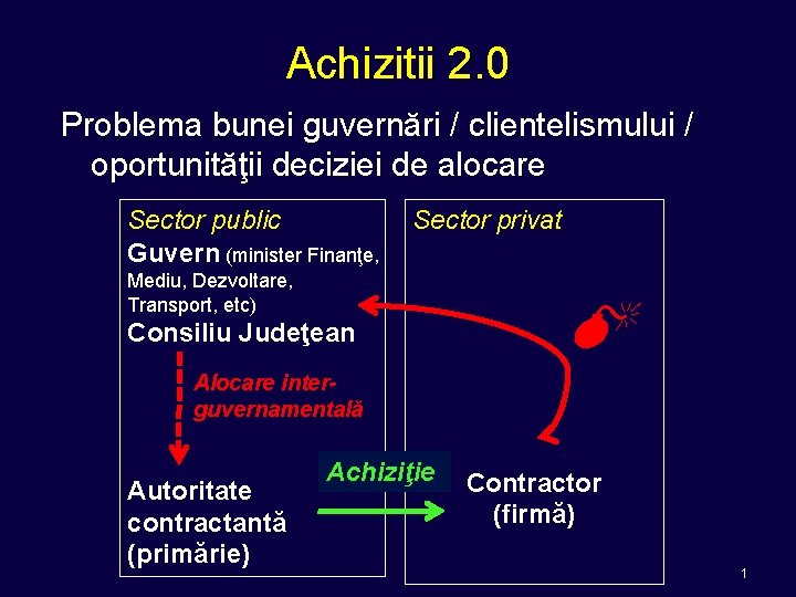 Achizitii 2. 0 Problema bunei guvernări / clientelismului / oportunităţii deciziei de alocare Sector