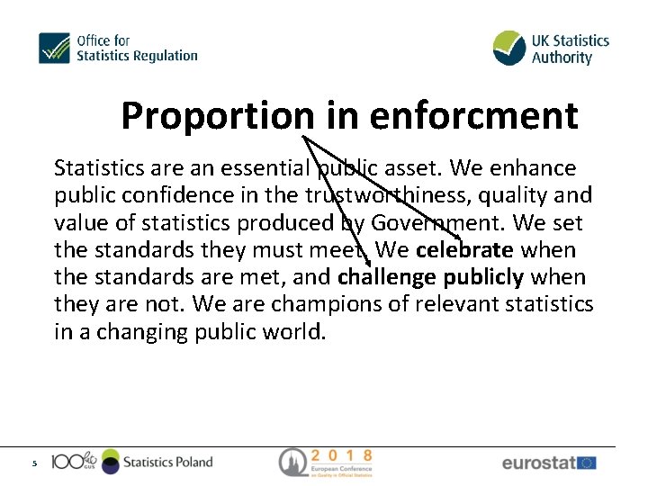 Proportion in enforcment Statistics are an essential public asset. We enhance public confidence in