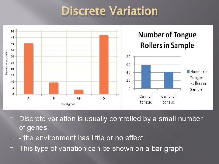 Discrete Variation � � � Discrete variation is usually controlled by a small number