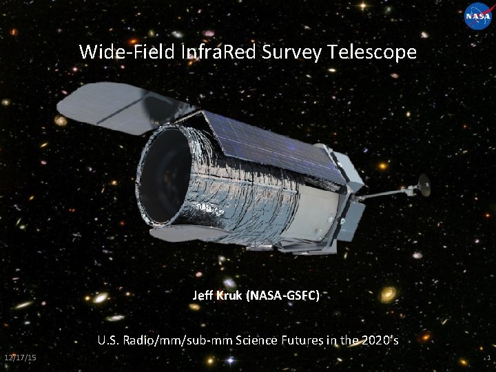 Wide-Field Infra. Red Survey Telescope Jeff Kruk (NASA-GSFC) U. S. Radio/mm/sub-mm Science Futures in