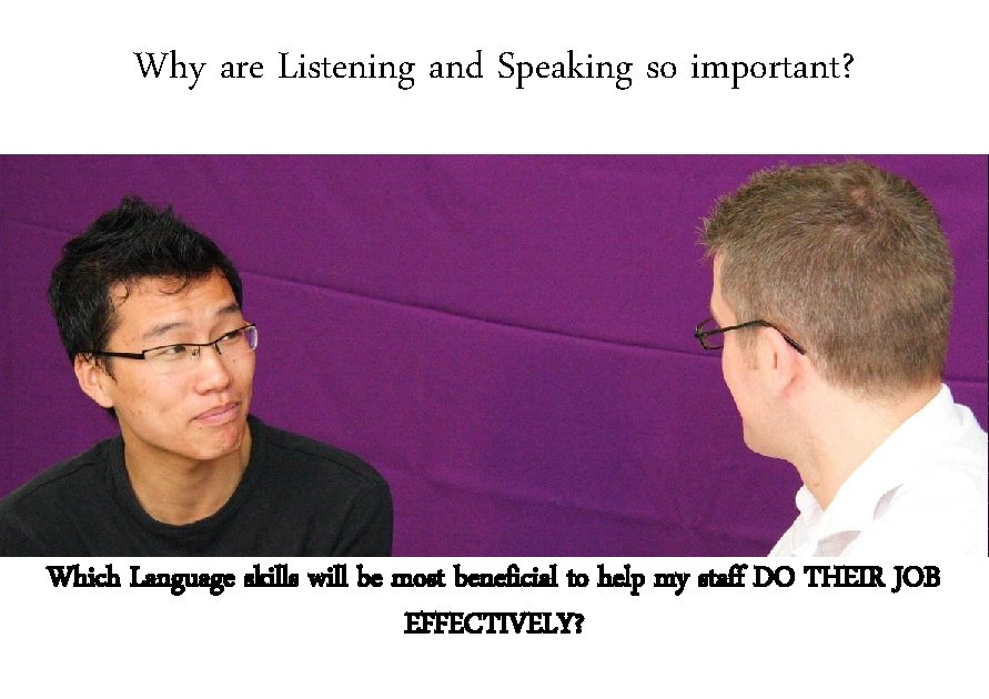 Why are Listening and Speaking so important? Which Language skills will be most beneficial
