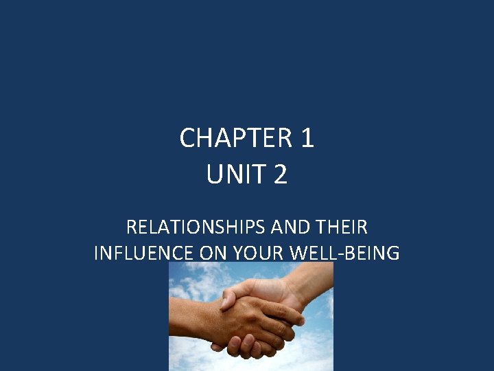 CHAPTER 1 UNIT 2 RELATIONSHIPS AND THEIR INFLUENCE ON YOUR WELL-BEING 