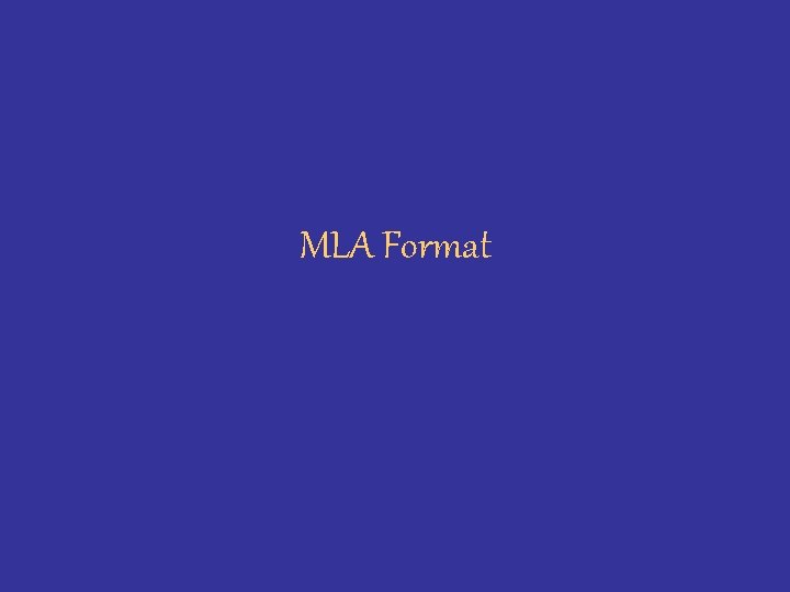 MLA Format 