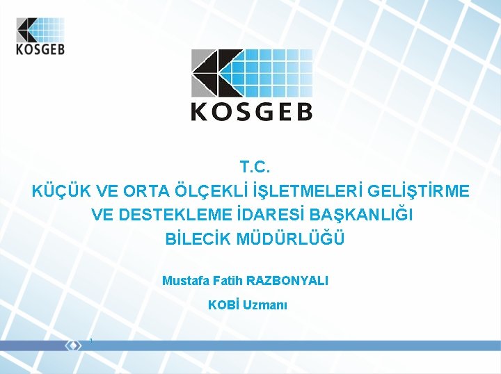 T. C. KÜÇÜK VE ORTA ÖLÇEKLİ İŞLETMELERİ GELİŞTİRME VE DESTEKLEME İDARESİ BAŞKANLIĞI BİLECİK MÜDÜRLÜĞÜ