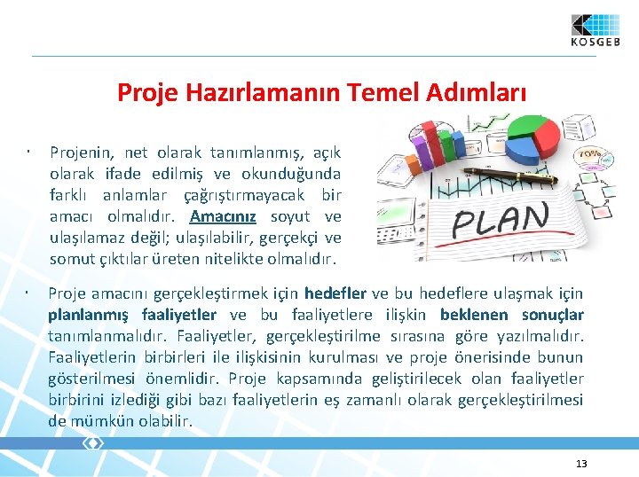 Proje Hazırlamanın Temel Adımları Projenin, net olarak tanımlanmış, açık olarak ifade edilmiş ve okunduğunda