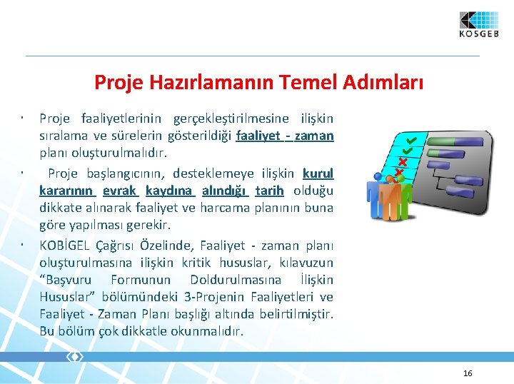 Proje Hazırlamanın Temel Adımları Proje faaliyetlerinin gerçekleştirilmesine ilişkin sıralama ve sürelerin gösterildiği faaliyet -