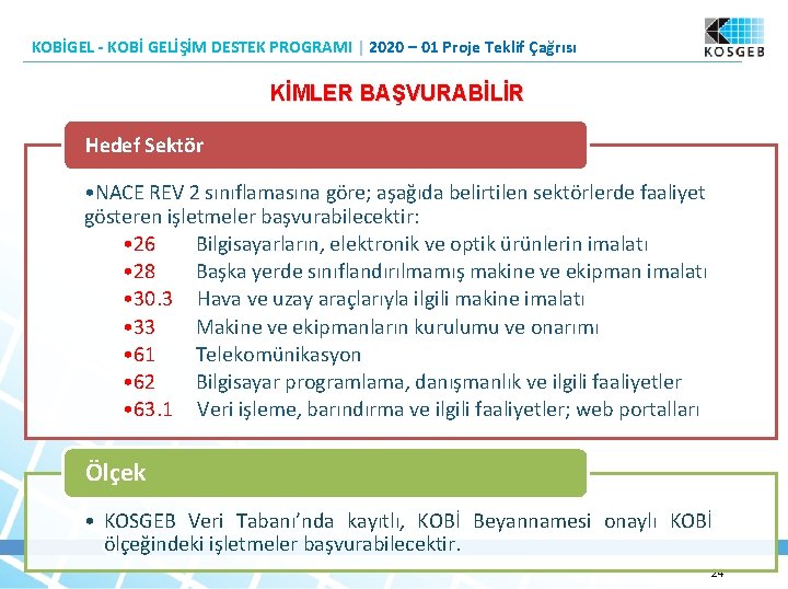 KOBİGEL - KOBİ GELİŞİM DESTEK PROGRAMI | 2020 – 01 Proje Teklif Çağrısı KİMLER