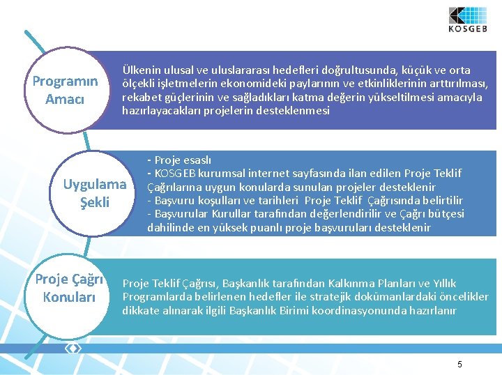 Programın Amacı Ülkenin ulusal ve uluslararası hedefleri doğrultusunda, küçük ve orta ölçekli işletmelerin ekonomideki