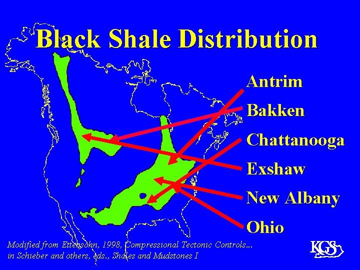 Black Shale Distribution Antrim Bakken Chattanooga Exshaw New Albany Ohio Modified from Ettensohn, 1998,