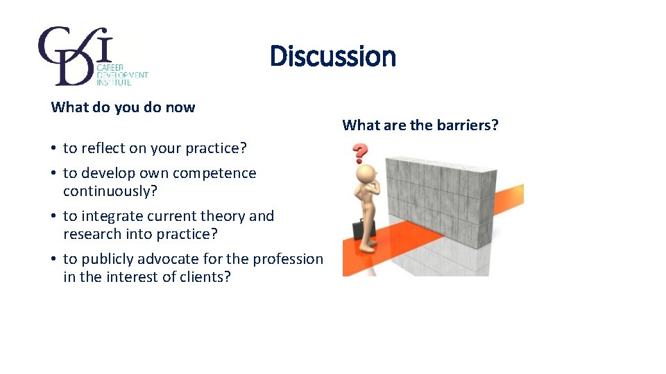 Discussion What do you do now • to reflect on your practice? • to