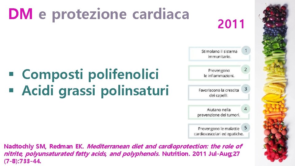 DM e protezione cardiaca 2011 § Composti polifenolici § Acidi grassi polinsaturi Nadtochiy SM,