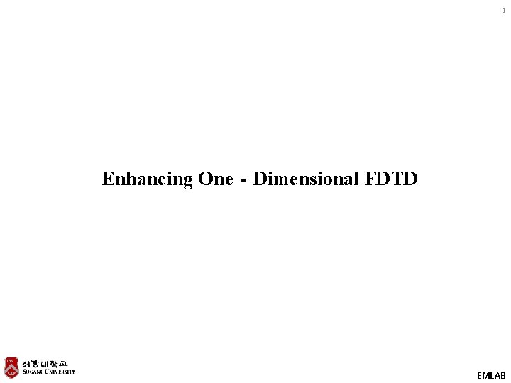 1 Enhancing One‐Dimensional FDTD EMLAB 