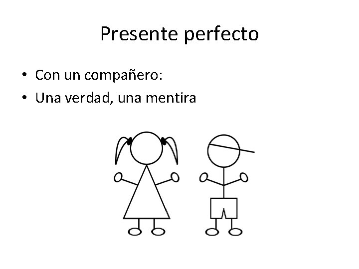 Presente perfecto • Con un compañero: • Una verdad, una mentira 