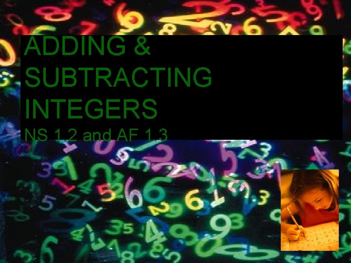 ADDING & SUBTRACTING INTEGERS NS 1. 2 and AF 1. 3 