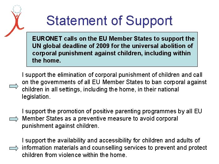 Statement of Support EURONET calls on the EU Member States to support the UN