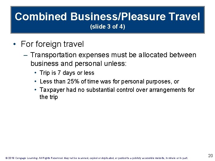 Combined Business/Pleasure Travel (slide 3 of 4) • For foreign travel – Transportation expenses