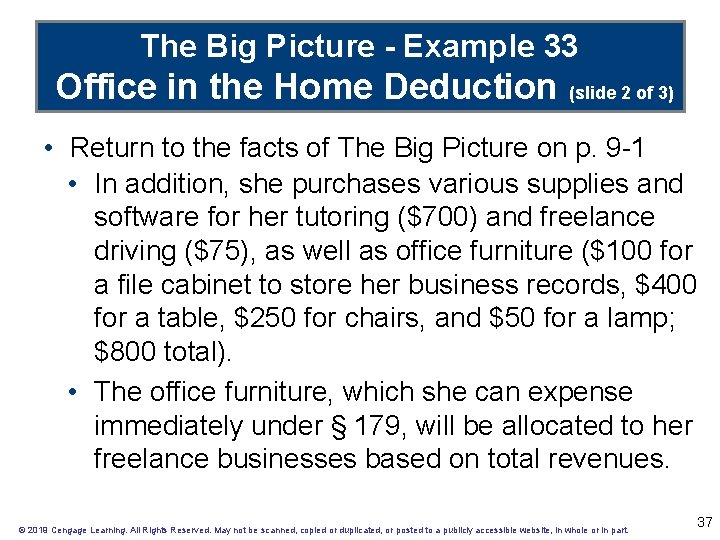 The Big Picture - Example 33 Office in the Home Deduction (slide 2 of