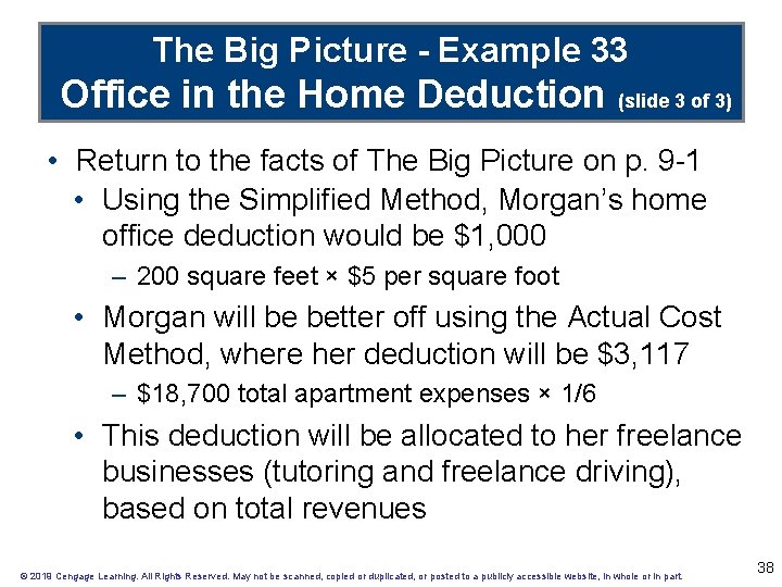 The Big Picture - Example 33 Office in the Home Deduction (slide 3 of