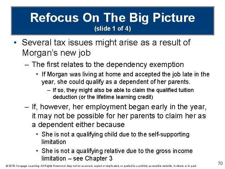 Refocus On The Big Picture (slide 1 of 4) • Several tax issues might