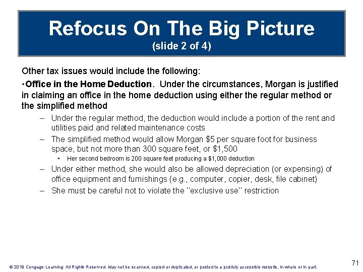 Refocus On The Big Picture (slide 2 of 4) Other tax issues would include