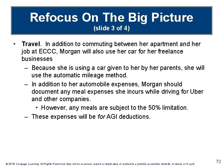 Refocus On The Big Picture (slide 3 of 4) • Travel. In addition to