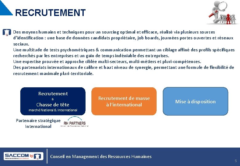 RECRUTEMENT Des moyens humains et techniques pour un sourcing optimal et efficace, réalisé via