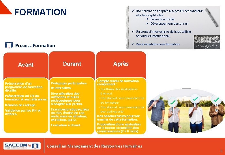 FORMATION ü Une formation adaptée aux profils des candidats et à leurs aptitudes :